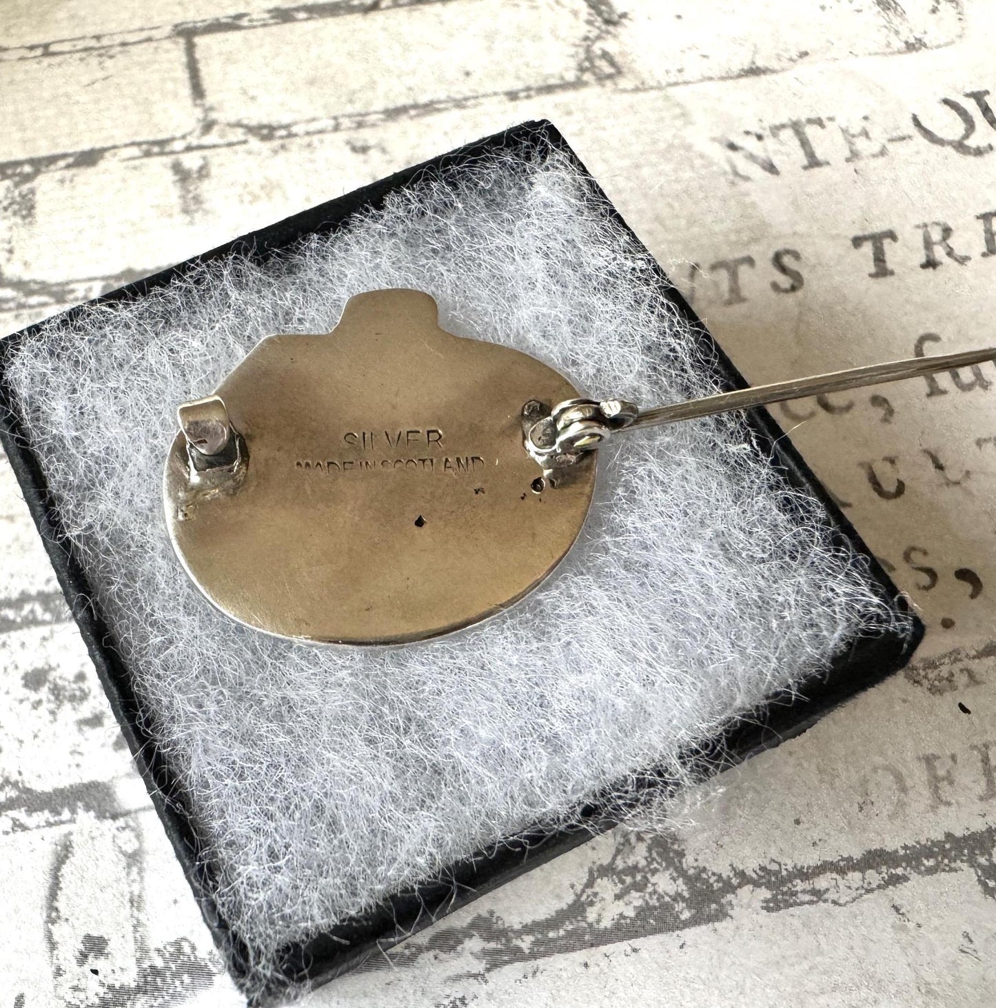 Vintage Scottish Silver Gaelic Goodbye "Bennachd Leibh" Viking Ship Celtic Brooch