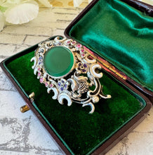 画像をギャラリービューアに読み込む, Antique Austro-Hungarian Ruby &amp; Chrysoprase Enamel Silver Brooch
