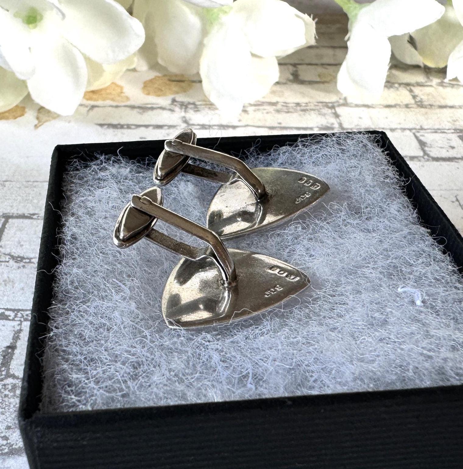 Vintage 1960s Sterling Silver Cufflinks - Guilloche Engraved Sunbursts - London Hallmarks. Wedding Groom, Dapper Dandy Formal Gifts For Him