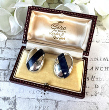 Load image into Gallery viewer, Vintage 1980s Sterling Silver &amp; Lapis Lazuli Oversized Stud Earrings. Chunky Oval Solid Silver Earrings For Pierced Ears, Taxco Mexico
