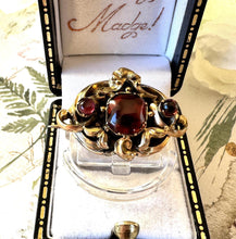 Load image into Gallery viewer, Antique Georgian 9ct Gold Cushion Cut Red Garnet Cravat Pin/Small Brooch
