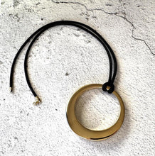 Load image into Gallery viewer, Vintage 14ct Yellow Gold Huge Circle/Donut Pendant Necklace. All Original 1980&#39;s Contemporary Designer Statement Necklace, Made In Israel.
