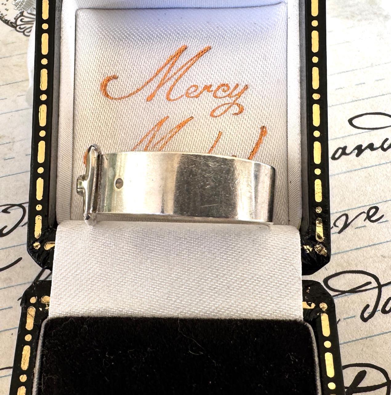 Antique Victorian Sterling Silver Buckle Ring In Original Box