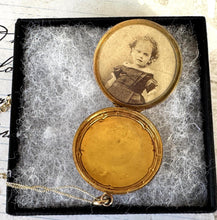 Load image into Gallery viewer, Edwardian Engraved Acanthus Round Locket With Optional Gold Chain, Chester 1913
