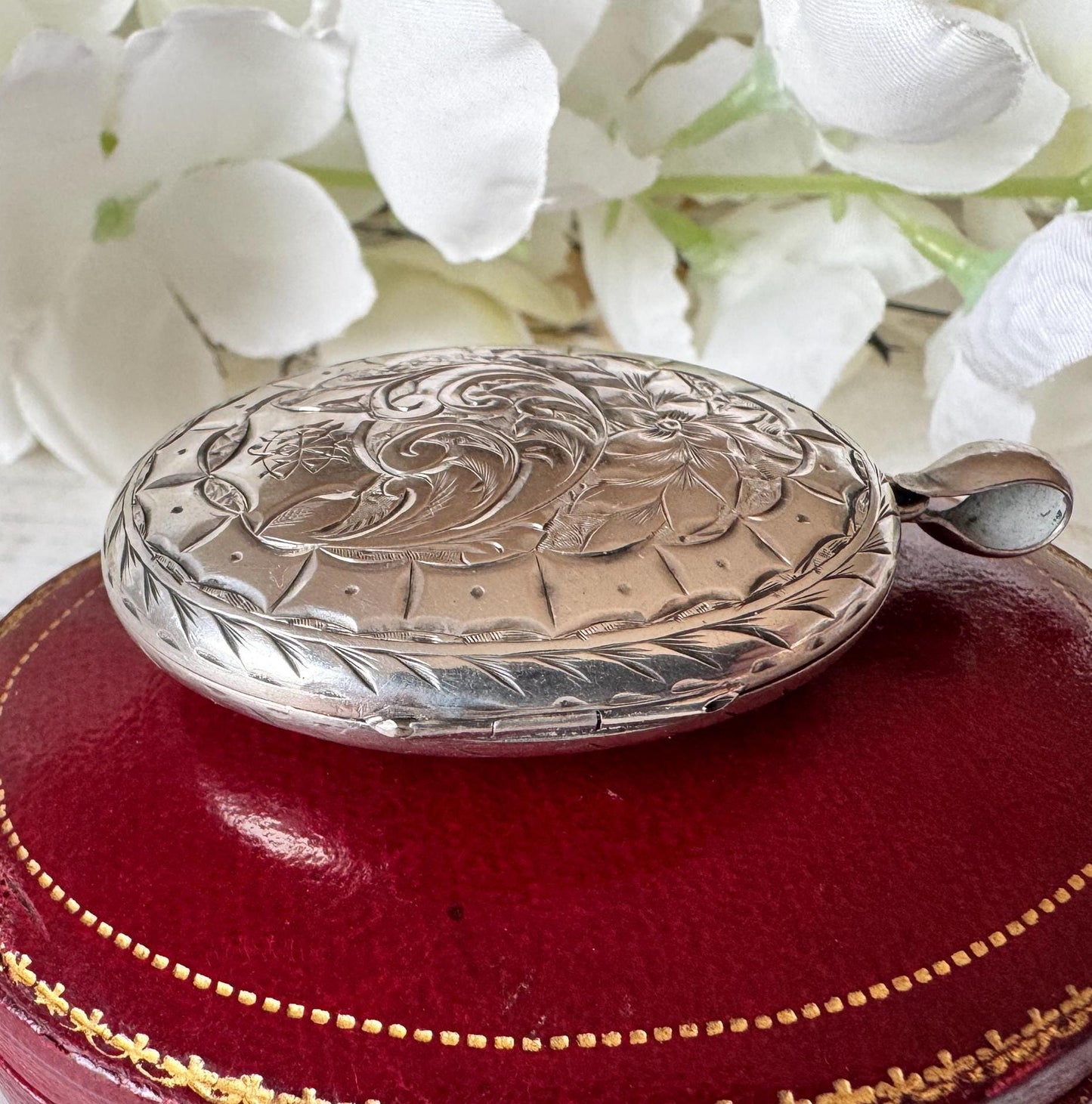 Antique Victorian Large Sterling Silver Photo Locket Pendant