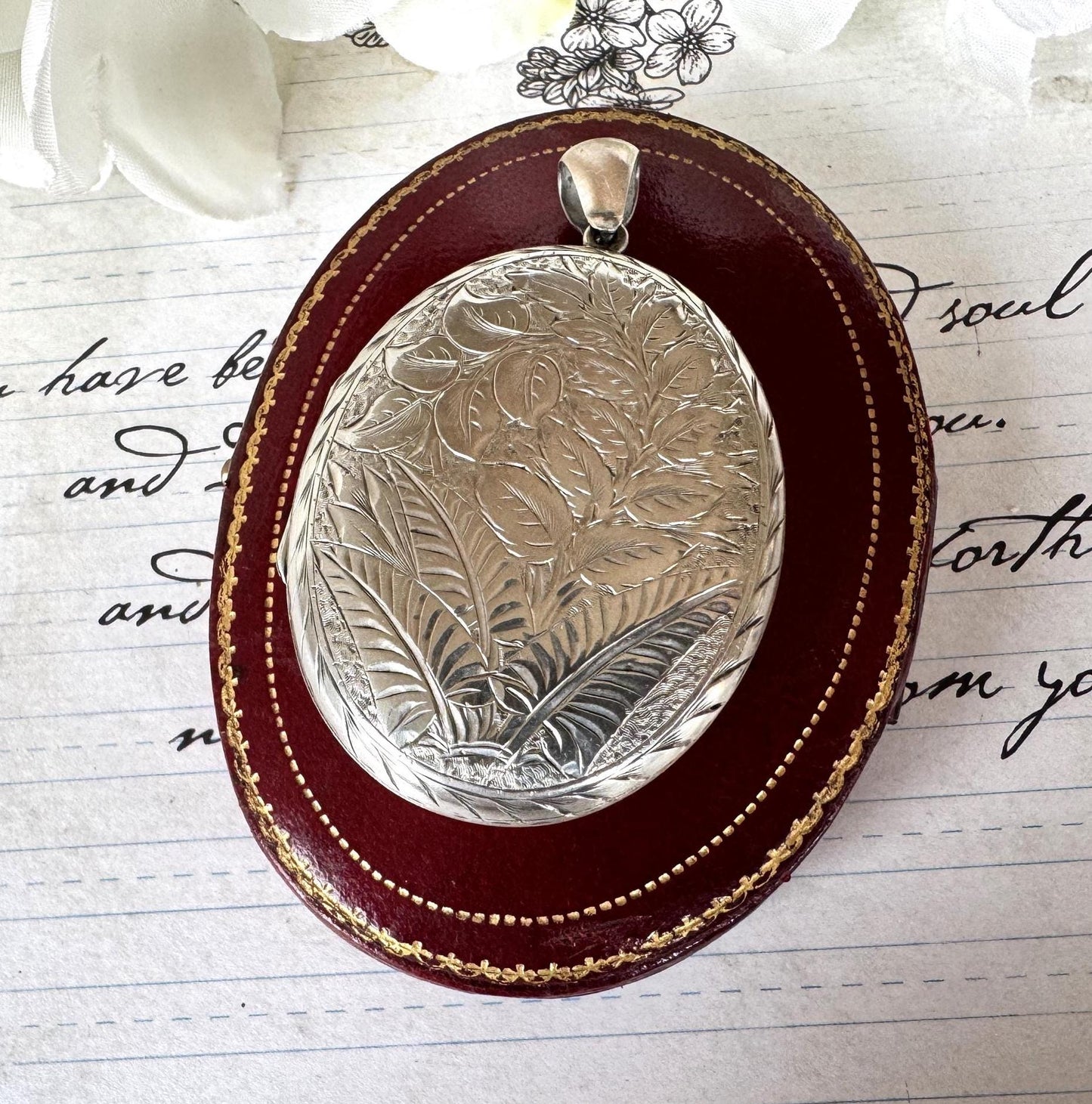 Antique Victorian Large Sterling Silver Photo Locket Pendant