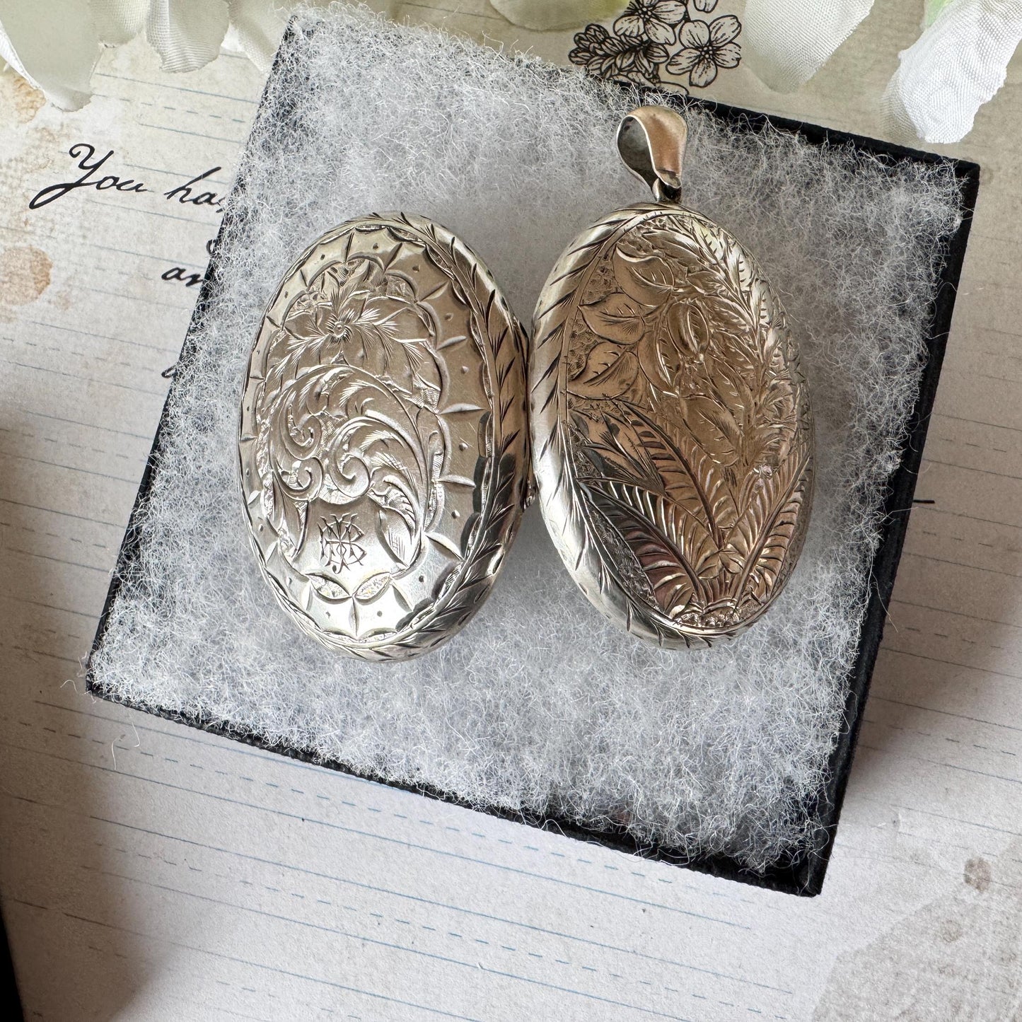 Antique Victorian Large Sterling Silver Photo Locket Pendant