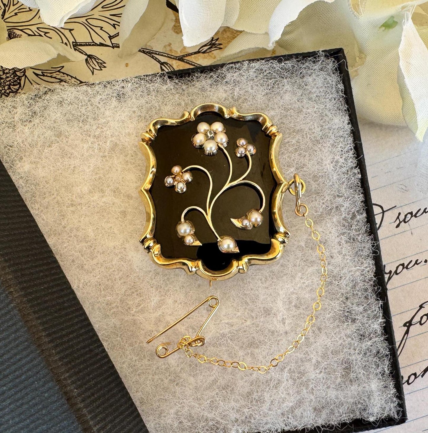 Antique Georgian 9ct Gold Diamond, Pearl "Forget-Me-Not" Locket Brooch/Pendant. Sentimental Georgian/Victorian Mourning/Love Token Jewellery