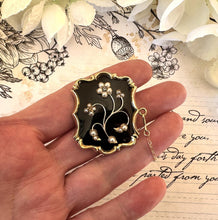 画像をギャラリービューアに読み込む, Antique Georgian 9ct Gold Diamond, Pearl &quot;Forget-Me-Not&quot; Locket Brooch/Pendant. Sentimental Georgian/Victorian Mourning/Love Token Jewellery
