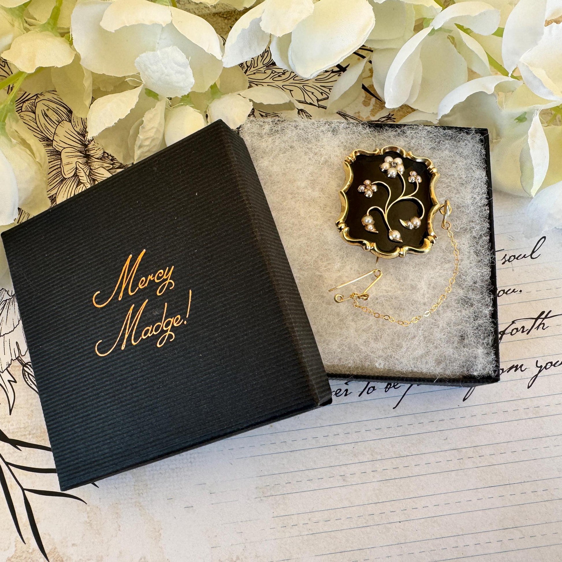 Antique Georgian 9ct Gold Diamond, Pearl "Forget-Me-Not" Locket Brooch/Pendant. Sentimental Georgian/Victorian Mourning/Love Token Jewellery