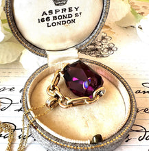 Cargar imagen en el visor de la galería, Antique Victorian Rolled Gold Faceted Amethyst Glass Spinner Fob Pendant
