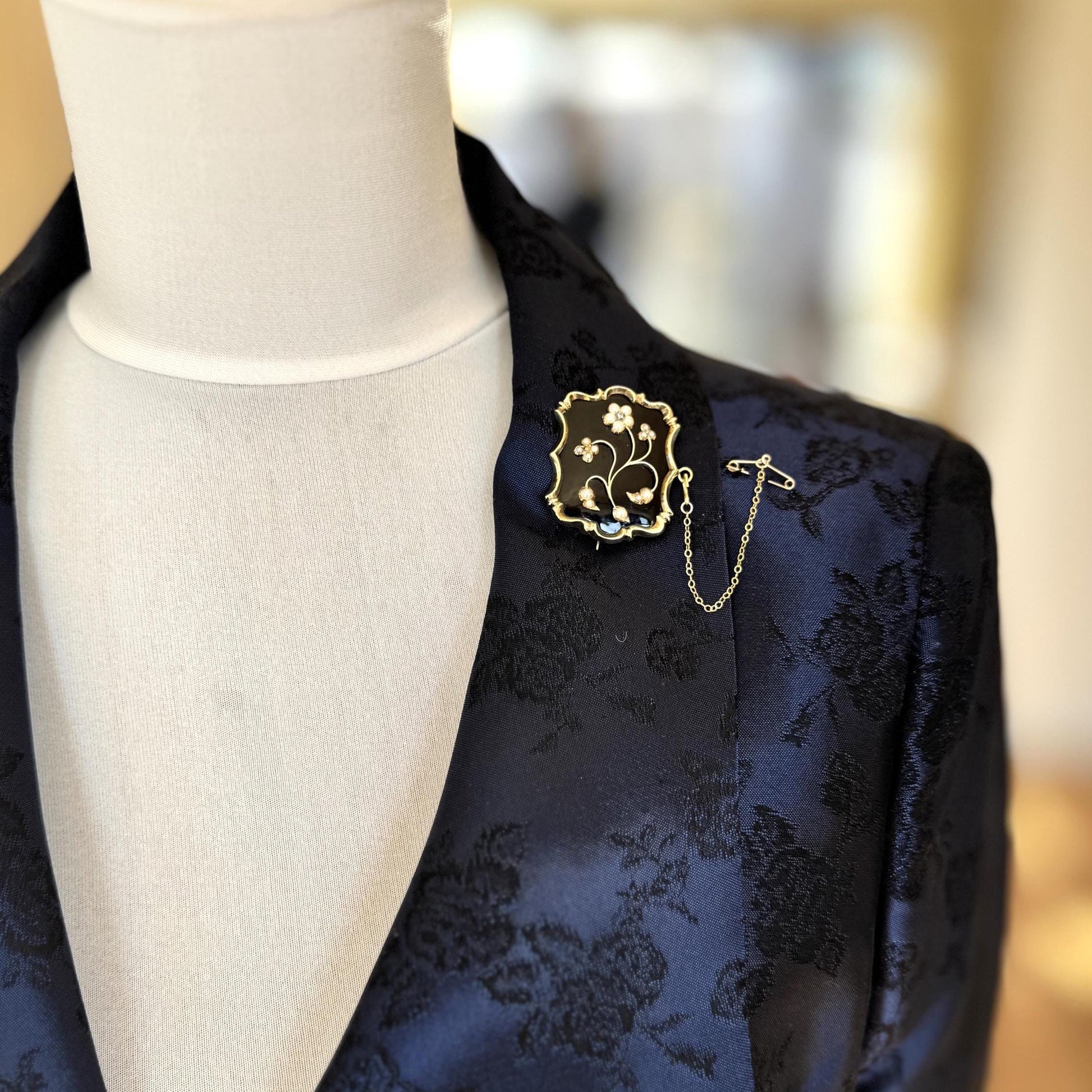 Antique Georgian 9ct Gold Diamond, Pearl "Forget-Me-Not" Locket Brooch/Pendant. Sentimental Georgian/Victorian Mourning/Love Token Jewellery