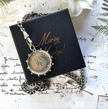 Carica l&#39;immagine nel visualizzatore di Gallery, Antique Victorian Breloque Pendant Fob Dated 1900. Statement Sized Silver Queen Victoria Shilling Pendant. Ship&#39;s Wheel Necklace Pendant
