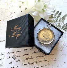 Carica l&#39;immagine nel visualizzatore di Gallery, Antique Victorian Breloque Pendant Fob Dated 1900. Statement Sized Silver Queen Victoria Shilling Pendant. Ship&#39;s Wheel Necklace Pendant
