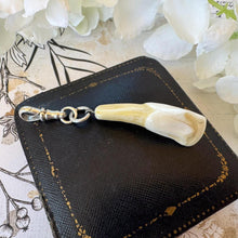 Cargar imagen en el visor de la galería, Antique Victorian Silver Stag Tooth Breloque Pendant With Dog-Clip
