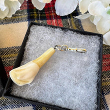 Cargar imagen en el visor de la galería, Antique Victorian Silver Stag Tooth Breloque Pendant With Dog-Clip
