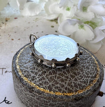 Carica l&#39;immagine nel visualizzatore di Gallery, Antique Victorian Breloque Pendant Fob Dated 1900. Statement Sized Silver Queen Victoria Shilling Pendant. Ship&#39;s Wheel Necklace Pendant
