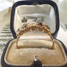 Cargar imagen en el visor de la galería, Georgian 18ct Gold Rare White &amp; Pink Tourmaline Ring. Antique Engraved 18K Yellow Gold Rose-Cut Colour Change Gemstone Ring, Size R/ 8-1/2
