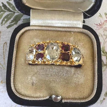 Cargar imagen en el visor de la galería, Georgian 18ct Gold Rare White &amp; Pink Tourmaline Ring. Antique Engraved 18K Yellow Gold Rose-Cut Colour Change Gemstone Ring, Size R/ 8-1/2
