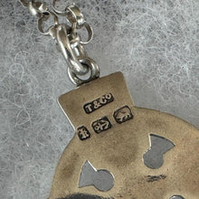 Carica l&#39;immagine nel visualizzatore di Gallery, Antique Victorian Sterling Silver, 9ct Gold Cross Pendant Necklace, T&amp;Co 1884. Large Aesthetic Engraved Silver Celtic Cross On Belcher Chain
