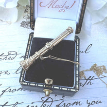 Lade das Bild in den Galerie-Viewer, Antique 15ct Gold &amp; Citrine Miniature Pencil Pendant. Victorian Engraved Yellow Gold Propelling Pencil Novelty Pendant, Optional Gold Chain
