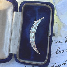 Load image into Gallery viewer, Antique 935 Silver Paste Diamond Crescent Moon Brooch/Lapel/Cravat Pin
