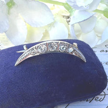 Load image into Gallery viewer, Antique 935 Silver Paste Diamond Crescent Moon Brooch/Lapel/Cravat Pin

