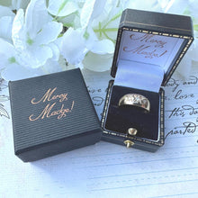 Charger l&#39;image dans la galerie, Vintage 9ct Gold 3-Stone Diamond Gypsy Ring. Victorian Style Bright-Cut Star Trilogy Band Ring. Yellow Gold Dome Ring, UK Size M, USA/6.5
