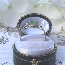 Load image into Gallery viewer, Antique Georgian 9ct Gold Paste Diamond &amp; Emerald Cluster Ring, Size UK O, USA 7-1/4
