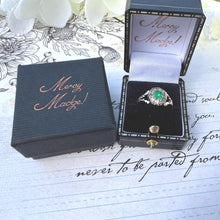 Load image into Gallery viewer, Antique Georgian 9ct Gold Paste Diamond &amp; Emerald Cluster Ring, Size UK O, USA 7-1/4
