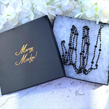 Cargar imagen en el visor de la galería, Antique Victorian French Jet 58&quot; Long Guard Chain Necklace. Black Glass Mourning Chain Sautoir Necklace With Dog-Clip. Antique Muff Chain
