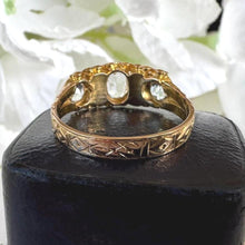 Cargar imagen en el visor de la galería, Georgian 18ct Gold Rare White &amp; Pink Tourmaline Ring. Antique Engraved 18K Yellow Gold Rose-Cut Colour Change Gemstone Ring, Size R/ 8-1/2
