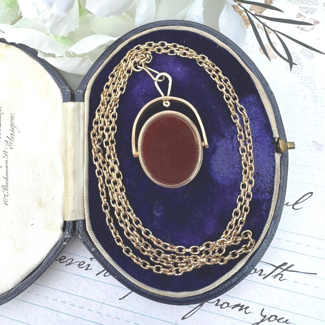Scottish 9ct Gold & Bloodstone Victorian Locket Fob