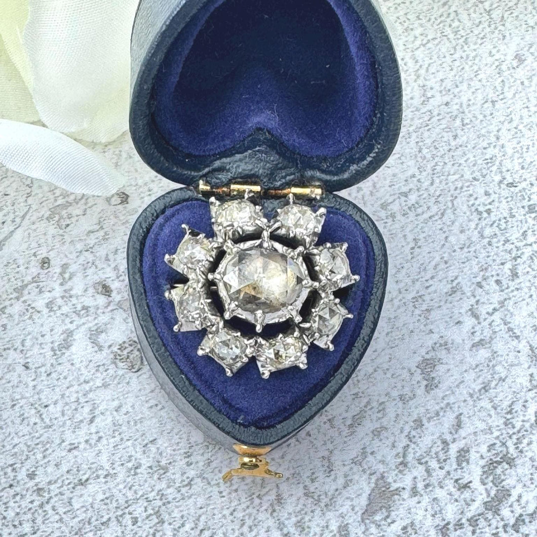 Antique Georgian Rose Cut Diamond 18ct Gold Brooch