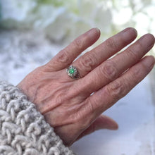 Load image into Gallery viewer, Antique Georgian 9ct Gold Paste Diamond &amp; Emerald Cluster Ring, Size UK O, USA 7-1/4
