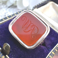 Cargar imagen en el visor de la galería, Antique Georgian 9ct Gold-Cased Intaglio Seal Fob Pendant. Yellow Gold Carved Carnelian Wax Seal Pendant/Charm. &quot;RW&quot; Monogram Intaglio Fob
