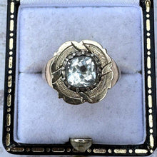 画像をギャラリービューアに読み込む, Antique Georgian Black-Dot Paste 15ct Gold Ring. Antique 2ct Solitaire Paste Diamond Ring. Cushion Cut Strass Paste Ring, Size K-1/2, 6-1/2
