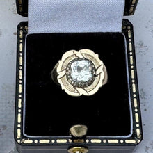 画像をギャラリービューアに読み込む, Antique Georgian Black-Dot Paste 15ct Gold Ring. Antique 2ct Solitaire Paste Diamond Ring. Cushion Cut Strass Paste Ring, Size K-1/2, 6-1/2
