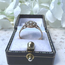 Charger l&#39;image dans la galerie, Antique Victorian 15ct Gold Rose-Cut Diamond &amp; Pearl Octagonal Shaped Ring. Old Cut Diamond and Seed Pearl Halo Ring, UK Size O, US 8
