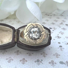 画像をギャラリービューアに読み込む, Antique Georgian Black-Dot Paste 15ct Gold Ring. Antique 2ct Solitaire Paste Diamond Ring. Cushion Cut Strass Paste Ring, Size K-1/2, 6-1/2
