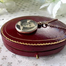 Lade das Bild in den Galerie-Viewer, Edwardian 9ct Gold Picture Pendant Locket Necklace, Dated 1903. Antique Rosy Gold Spectacle Setting Photo Pendant &amp; Belcher/Rolo Chain
