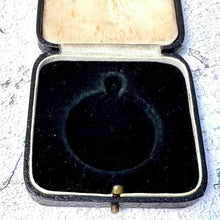 Lade das Bild in den Galerie-Viewer, Quality Antique Black &amp; Gold Tooled Leather Fitted Pendant/Fob/Medal/Pocket Watch Box. Vintage Square Jewellery Box Case For Display/Gift
