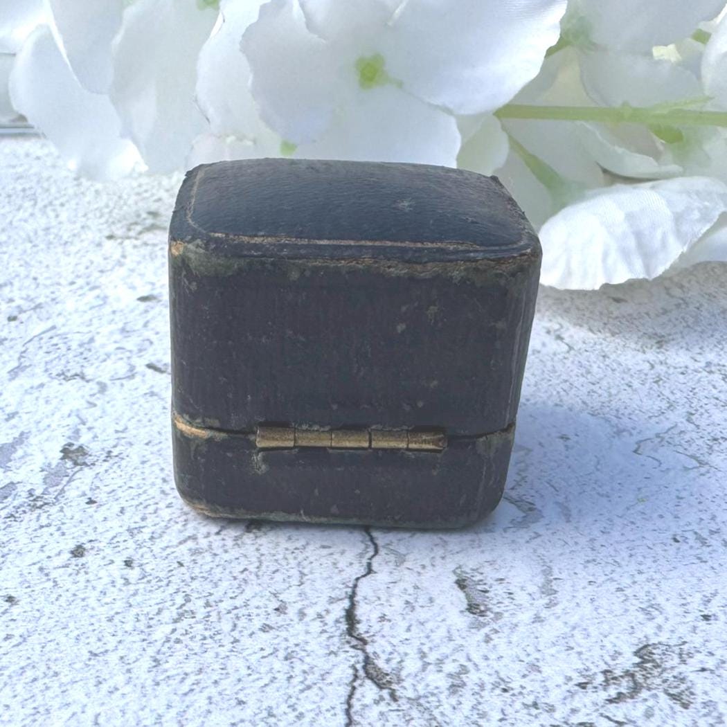 Antique Dark Blue Ring Box. English Jewellery Retailers Ring Box for Display Collection Gift or Engagement