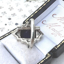 画像をギャラリービューアに読み込む, Antique Art Deco 935 Silver Sugar-Loaf Cut Lapis Lazuli Cocktail Ring, Germany. 1920s Egyptian Revival Statement Cocktail Ring, Size M/6.25
