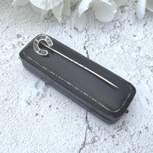 Charger l&#39;image dans la galerie, Antique Victorian Sterling Silver &amp; Scottish Agate Horseshoe Stick Pin, Cased. Horseshoe Stock/Cravat/Tie Pin. Equestrian/Wedding Jewelry
