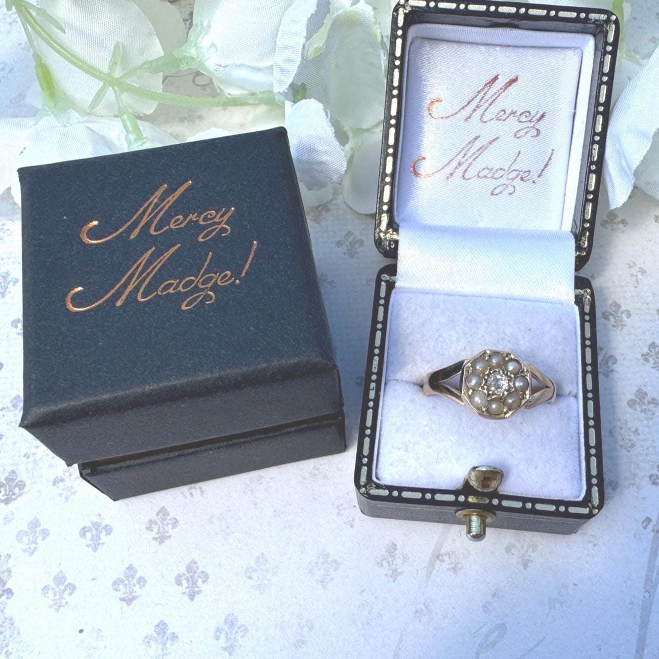 Antique Victorian 15ct Gold Rose Cut Diamond & Pearl Cluster Ring: UK Size O, US 8