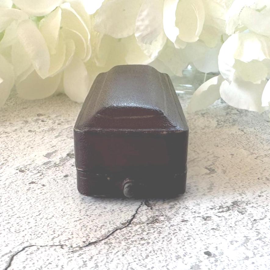 Quality Antique Maroon Leather & Blue Velvet Stick Pin Box. Long Coffin Shaped Jewellery Box For Display/Collection/Gift