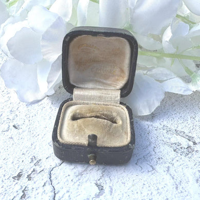 Antique Dark Blue Ring Box. English Jewellery Retailers Ring Box for Display Collection Gift or Engagement