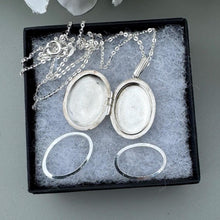 Load image into Gallery viewer, Vintage Floral Sterling Silver Locket Necklace - 1980s Edwardian Style
