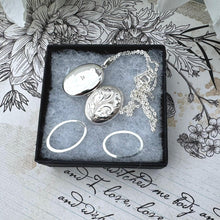 Load image into Gallery viewer, Vintage Floral Sterling Silver Locket Necklace - 1980s Edwardian Style
